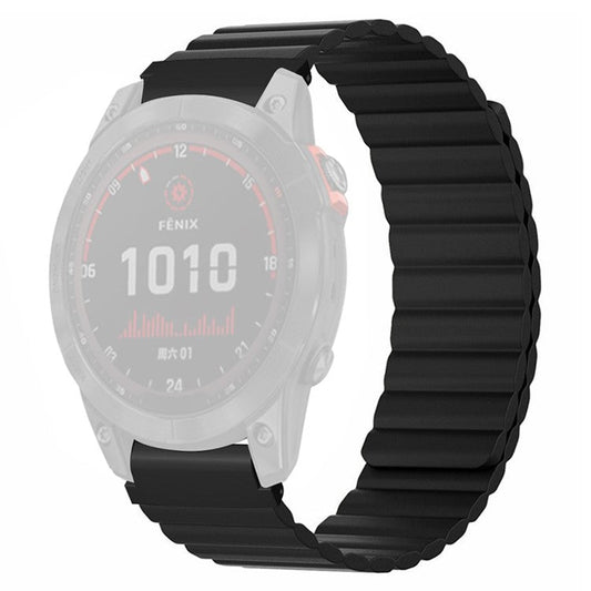 For Garmin Fenix 7S / 6S / 5S Watch Band Replacement Magnetic Silicone Strap with 20mm PC Connector - Black