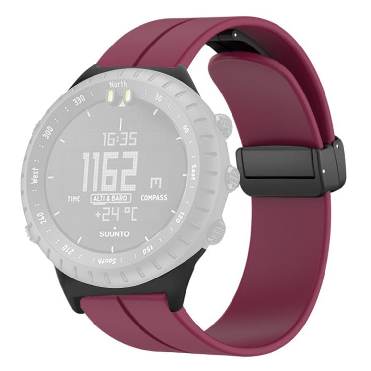 For Suunto Core Silicone Watch Bands Magnetic Buckle 22mm Strap Replacement - Wine Red