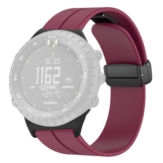 For Suunto Core Silicone Watch Bands Magnetic Buckle 22mm Strap Replacement - Wine Red