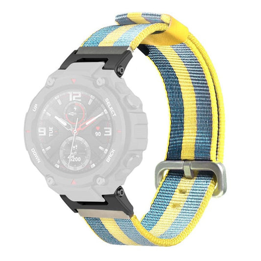 For Huami Amazfit T-Rex / T-Rex Pro Canvas Watch Band Quick Release Watch Strap with Stainless Steel Buckle - Lemon Yellow