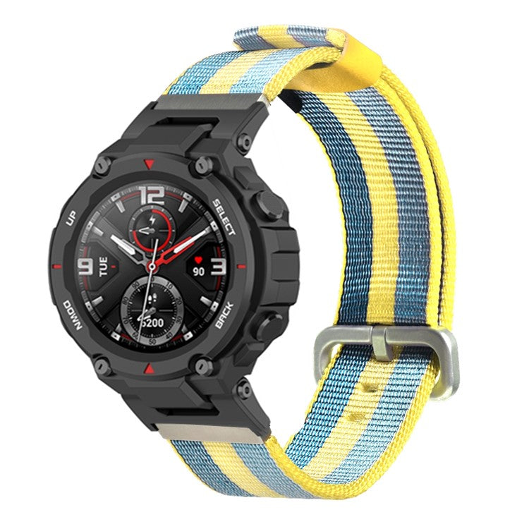 For Huami Amazfit T-Rex / T-Rex Pro Canvas Watch Band Quick Release Watch Strap with Stainless Steel Buckle - Lemon Yellow