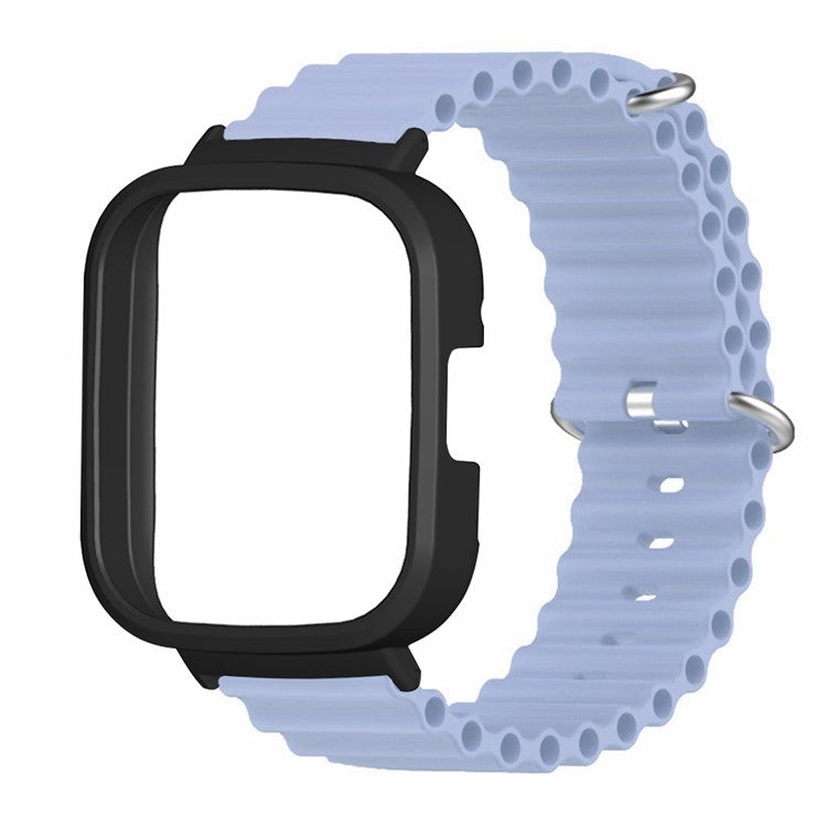 For Xiaomi Redmi Watch 3 Sport Bands Ocean Silicone Watch Strap with Case - Purple