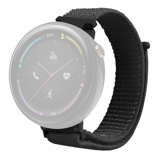 For Huami Amazfit Verge 2 (A1807) Nylon Sport Loop Watch Bands Adjustable Strap with Spring Bar - Black