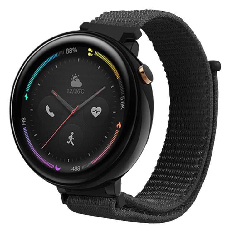 For Huami Amazfit Verge 2 (A1807) Nylon Sport Loop Watch Bands Adjustable Strap with Spring Bar - Black