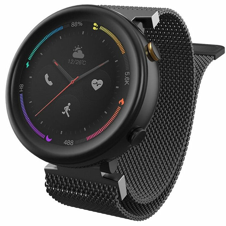 For Huami Amazfit Verge 2 (A1807) Magnetic Watch Band Metal Milanese Loop Wrist Strap - Black