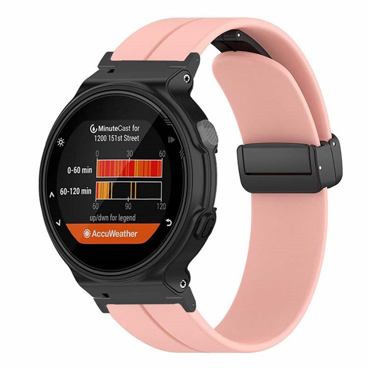 For Garmin Forerunner 220 / 230 / 235 / 735XT / 620 / 630 Watch Strap Magnetic Buckle Silicone Strap - Pink