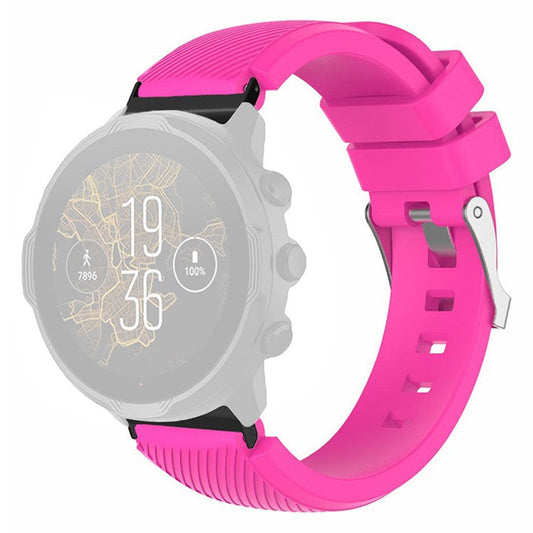 For Suunto Spartan Sport Wrist HR Baro / Suunto 7 Watch Strap 24mm Twill Texture Silicone Band - Rose
