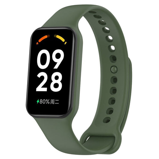 For Xiaomi Smart Band 8 Active / Redmi Band 2 Silicone Watch Band Replacement Wrist Strap with Watch Case - Dark Green