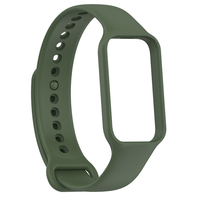For Xiaomi Smart Band 8 Active / Redmi Band 2 Silicone Watch Band Replacement Wrist Strap with Watch Case - Dark Green