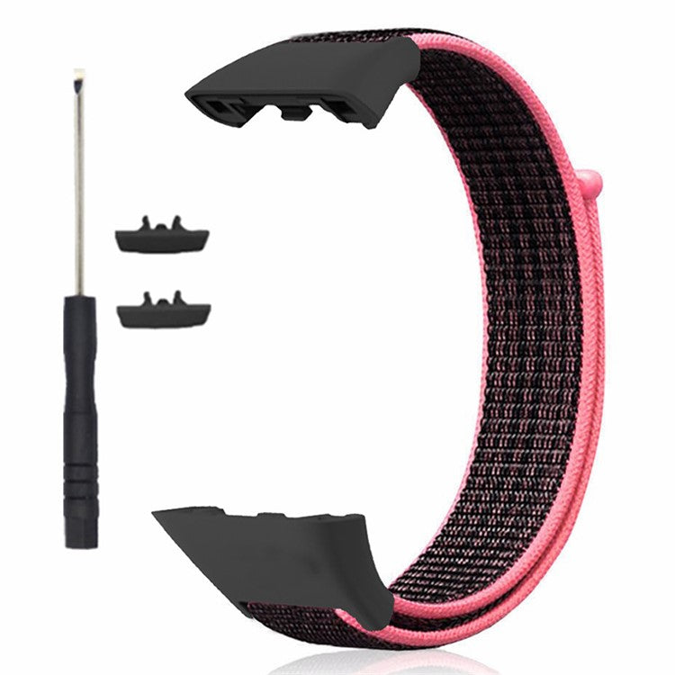 For Huawei Band 6 / 6 Pro / Honor Band 6 Watch Strap Nylon Loop Adjustable Wrist Band - Red Black