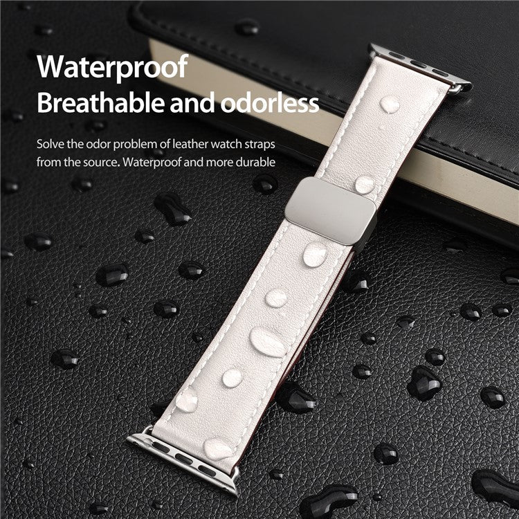 DUX DUCIS YA Series Strap for Apple Watch Series 10 42mm / 9 8 7 41mm / SE (2023) SE (2022) SE 6 5 4 40mm / 3 2 1 38mm Genuine Cow Leather Watch Band - White