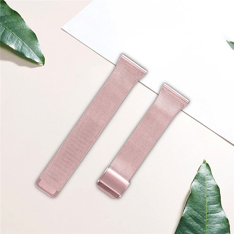 For Popglory 1.85'' P66 Smart Watch Replacement Strap 22mm Milanese Quick Release Watchband with Buckle - Rose Pink