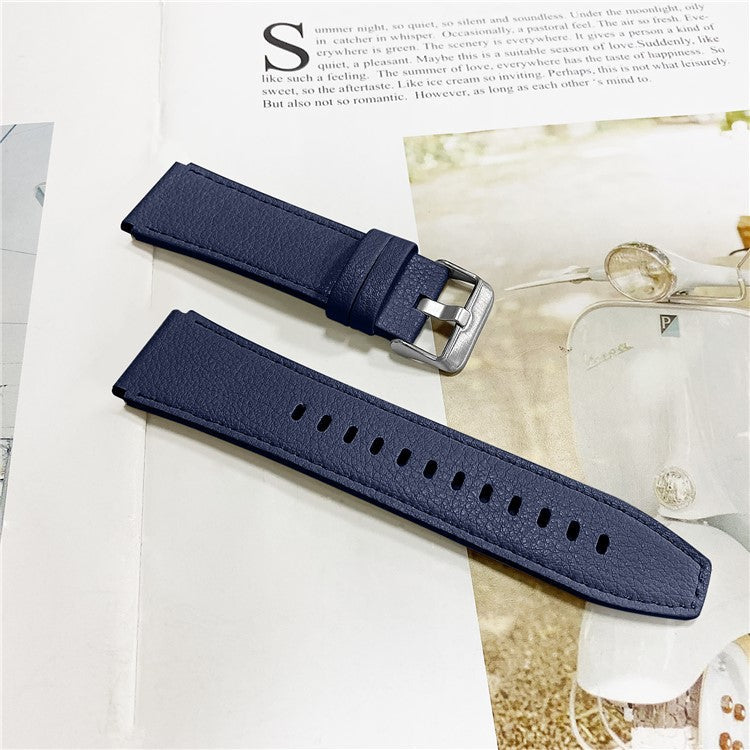 For Huawei Watch 4 Pro / Watch GT 3 / 2 46mm Quick Release Watch Band 22mm Top-Layer Cowhide Leather Wrist Strap - Blue