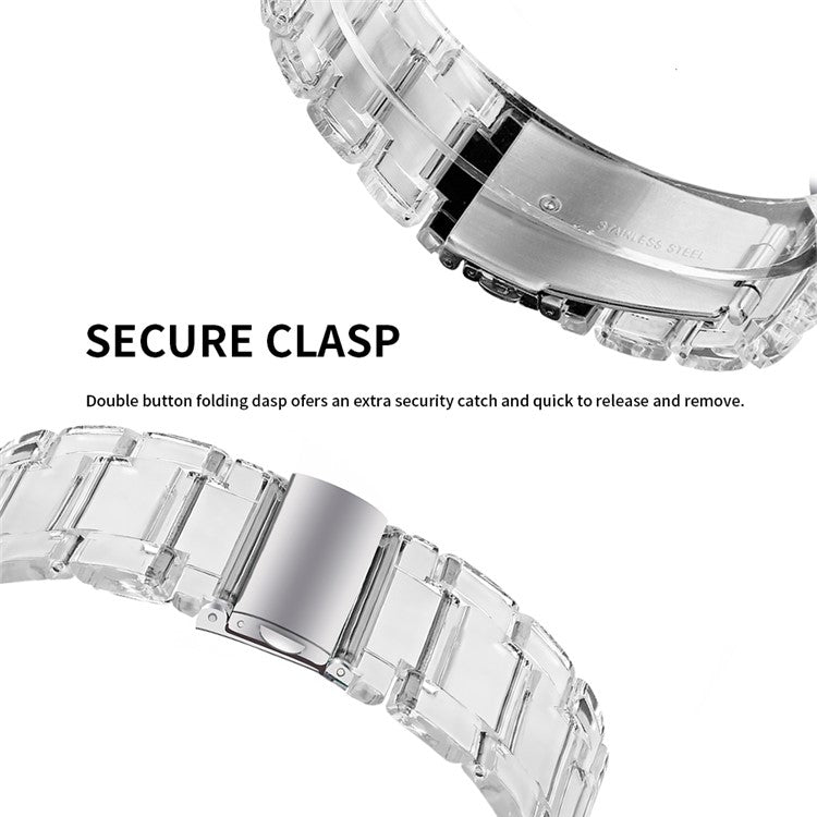 For Garmin Vivoactive 4 Resin Watch Strap 22mm Waterproof Replacement Watch Band - Transparent