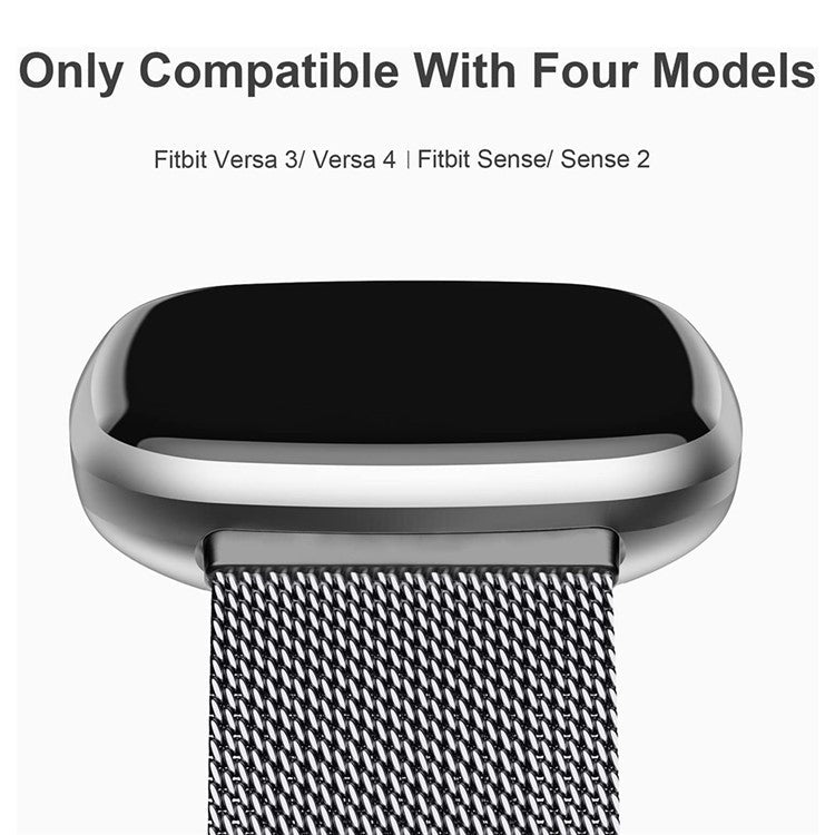 KALEBOL KLB-ML-001 Size S For Fitbit Versa 4 / 3 / Sense / Sense 2 Milanese Watch Strap Stainless Steel Band - Silver