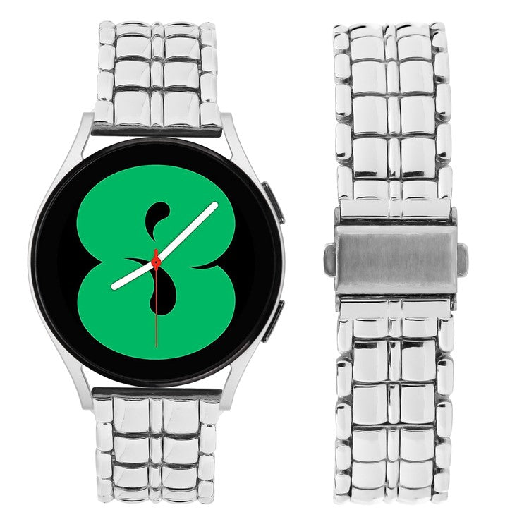 For Huami Amazfit Youth Edition 20mm Grid Texture Replacement Strap Stainless Steel Watch Band - Silver