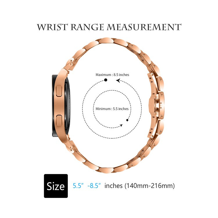 For Samsung Galaxy Watch 5 / 5 Pro / Watch FE 40mm / Watch4 / Watch4 Classic 46mm Stainless Steel Watch Strap with Connector - Rose Gold