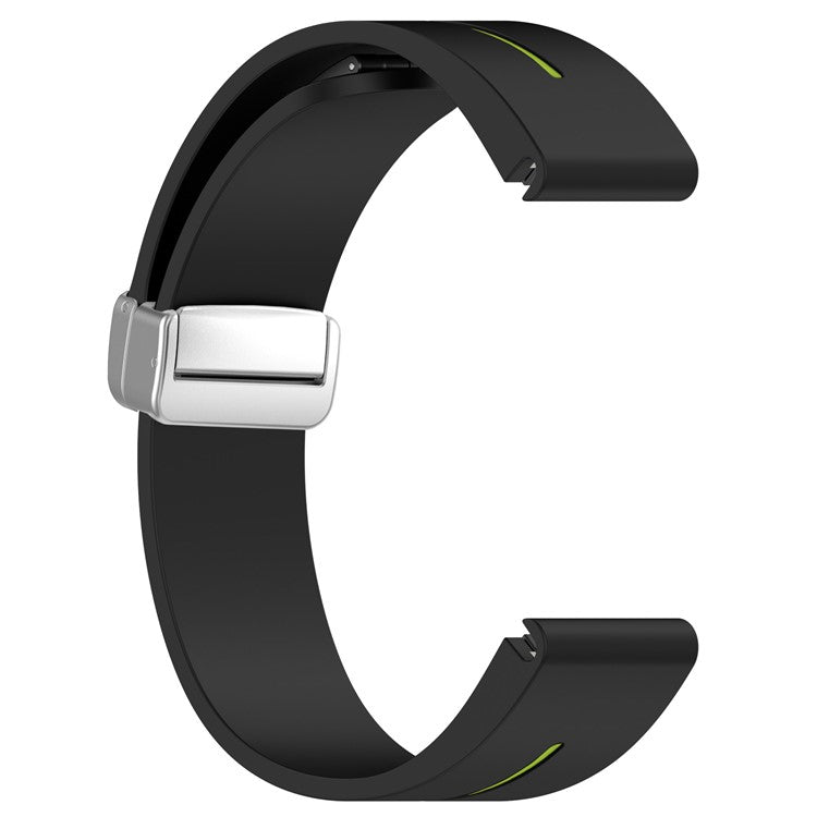 For Garmin Fenix 7S / 6S Pro / 5S Plus / Instinct 2S Silicone Watch Bands Silver Buckle 20mm Dual Color Stripes Strap - Black+Lime