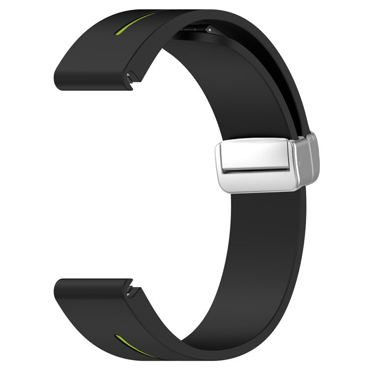 For Garmin Fenix 7S / 6S Pro / 5S Plus / Instinct 2S Silicone Watch Bands Silver Buckle 20mm Dual Color Stripes Strap - Black+Lime