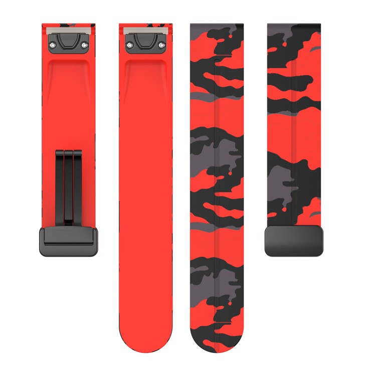 For Garmin Fenix 7 / Forerunner 965 / 955 / 945 / 935 Watch Band Black Buckle 22mm Camouflage Wriststrap - Camo Red