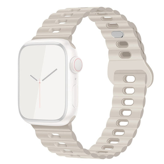 For Apple Watch Series 10 46mm / Ultra 2 Ultra 49mm /  Series 9 8 7 45mm / 6 5 4 SE (2023) SE (2022) SE 44mm / 3 2 1 42mm Silicone Watch Band - Starlight