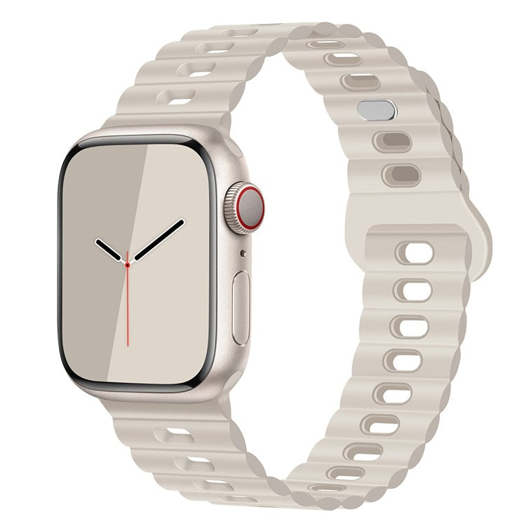 For Apple Watch Series 10 46mm / Ultra 2 Ultra 49mm /  Series 9 8 7 45mm / 6 5 4 SE (2023) SE (2022) SE 44mm / 3 2 1 42mm Silicone Watch Band - Starlight