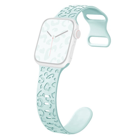 Watch Strap for Apple Watch Series 10 42mm / 9 8 7 41mm / SE (2023) SE (2022) SE 6 5 4 40mm / 3 2 1 38mm Leopard Pattern Silicone Watch Band - Turquoise