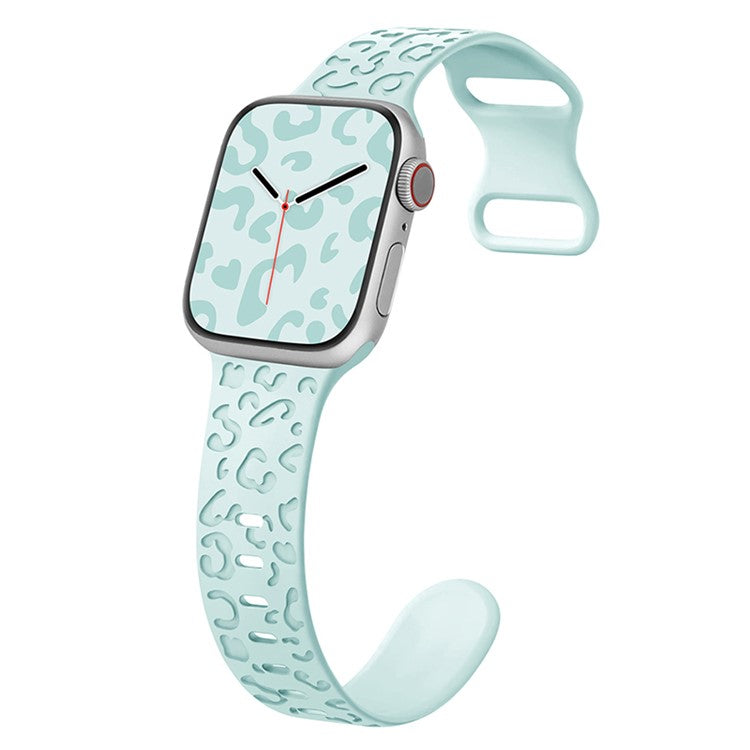 Watch Strap for Apple Watch Series 10 42mm / 9 8 7 41mm / SE (2023) SE (2022) SE 6 5 4 40mm / 3 2 1 38mm Leopard Pattern Silicone Watch Band - Turquoise