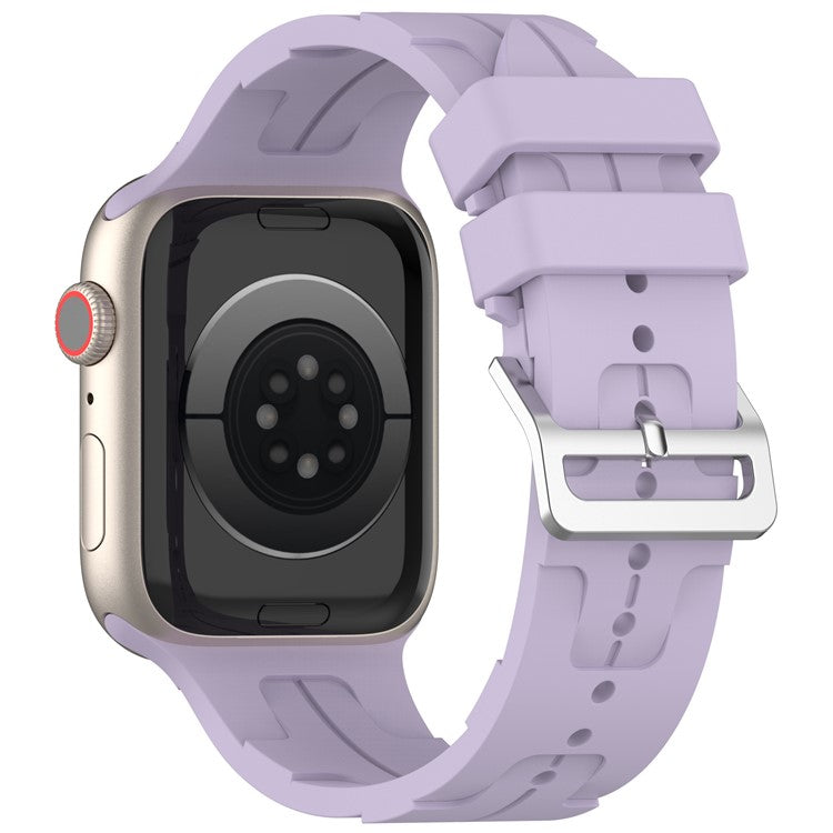 For Apple Watch Series 10 46mm / Ultra 2 Ultra 49mm /  Series 9 8 7 45mm / 6 5 4 SE (2023) SE (2022) SE 44mm / 3 2 1 42mm Silicone Watch Band - Purple