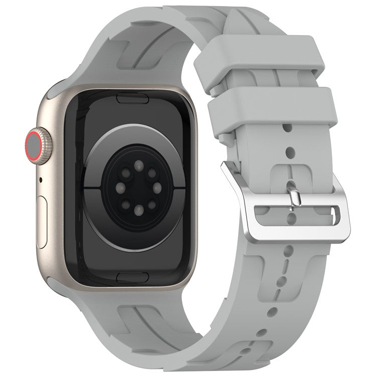 For Apple Watch Series 10 46mm / Ultra 2 Ultra 49mm /  Series 9 8 7 45mm / 6 5 4 SE (2023) SE (2022) SE 44mm / 3 2 1 42mm Silicone Watch Band - Grey