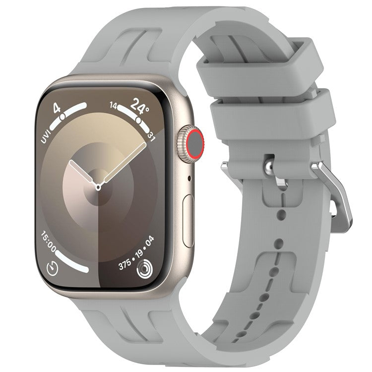 For Apple Watch Series 10 46mm / Ultra 2 Ultra 49mm /  Series 9 8 7 45mm / 6 5 4 SE (2023) SE (2022) SE 44mm / 3 2 1 42mm Silicone Watch Band - Grey