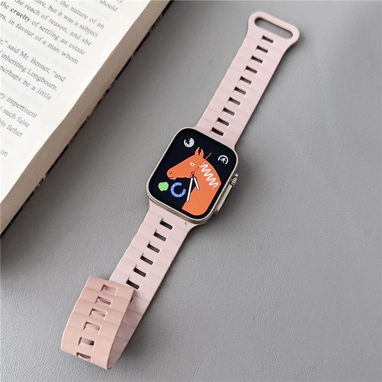 Watch Strap for Apple Watch Series 10 42mm / 9 8 7 41mm / SE (2023) SE (2022) SE 6 5 4 40mm / 3 2 1 38mm Magnetic Silicone Watch Band - Pink+Pink