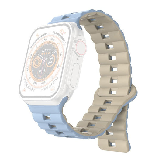 Watch Strap for Apple Watch Series 10 42mm / 9 8 7 41mm / SE (2023) SE (2022) SE 6 5 4 40mm / 3 2 1 38mm Magnetic Silicone Band - Baby Blue+Starlight