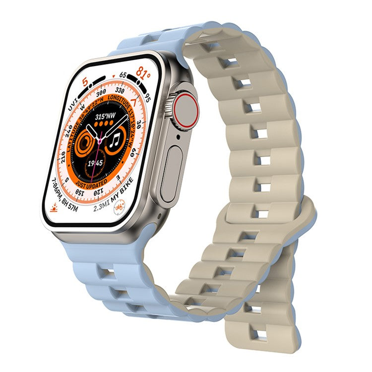 Watch Strap for Apple Watch Series 10 42mm / 9 8 7 41mm / SE (2023) SE (2022) SE 6 5 4 40mm / 3 2 1 38mm Magnetic Silicone Band - Baby Blue+Starlight