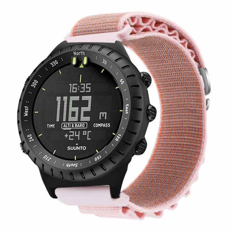 For Suunto Core Watch Band 22mm Nylon Loop Adjustable Wrist Strap with Connector - Pink