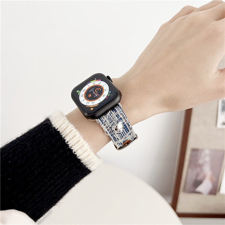 Watch Strap for Apple Watch Series 10 42mm / 9 8 7 41mm / SE (2023) SE (2022) SE 6 5 4 40mm / 3 2 1 38mm Denim Watch Band Straps - Dark Blue