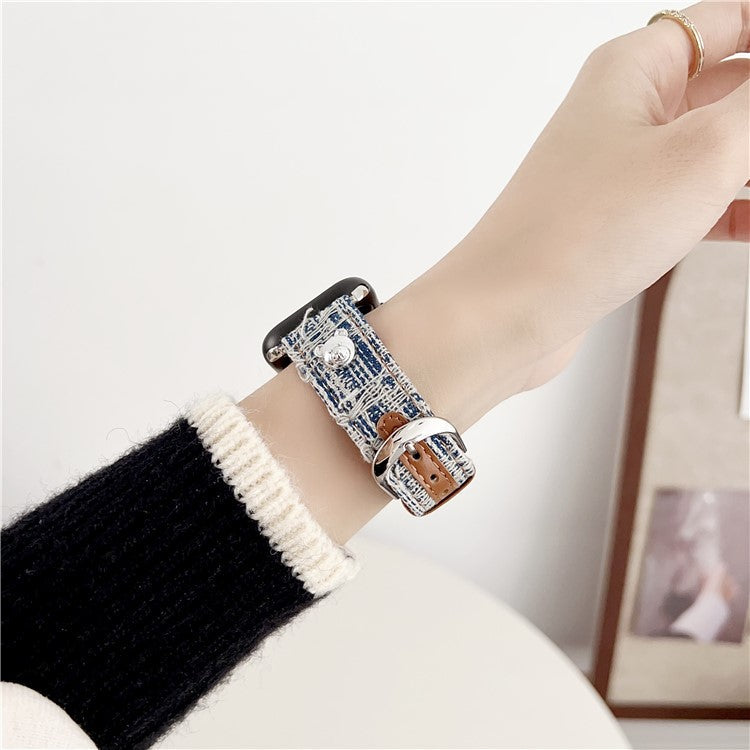 Watch Strap for Apple Watch Series 10 42mm / 9 8 7 41mm / SE (2023) SE (2022) SE 6 5 4 40mm / 3 2 1 38mm Denim Watch Band Straps - Dark Blue