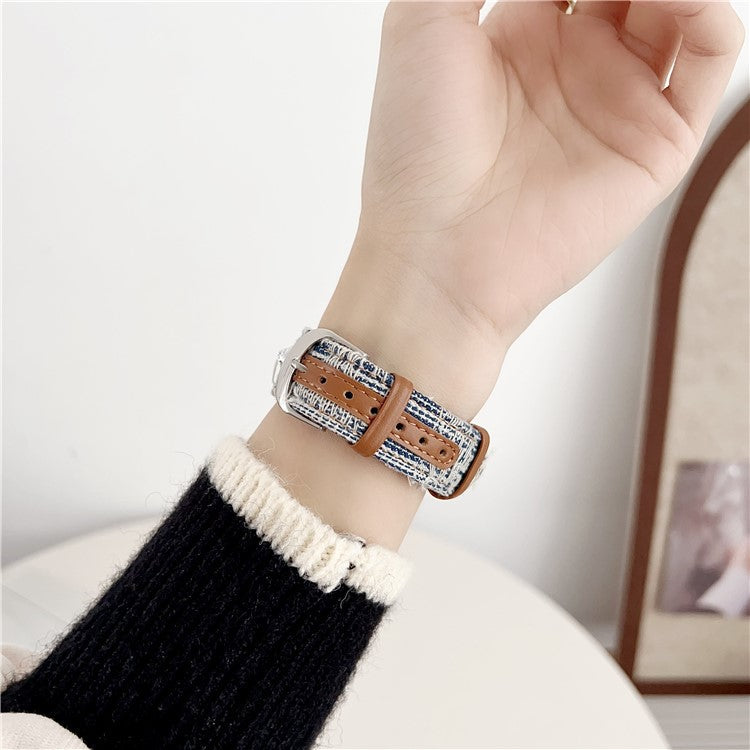 Watch Strap for Apple Watch Series 10 42mm / 9 8 7 41mm / SE (2023) SE (2022) SE 6 5 4 40mm / 3 2 1 38mm Denim Watch Band Straps - Dark Blue