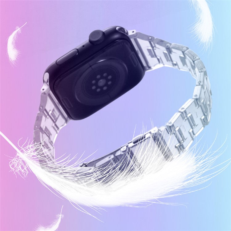 Watch Strap for Apple Watch Series 10 42mm / 9 8 7 41mm / SE (2023) SE (2022) SE 6 5 4 40mm / 3 2 1 38mm Jelly Resin Watch Strap - Transparent Dark Blue