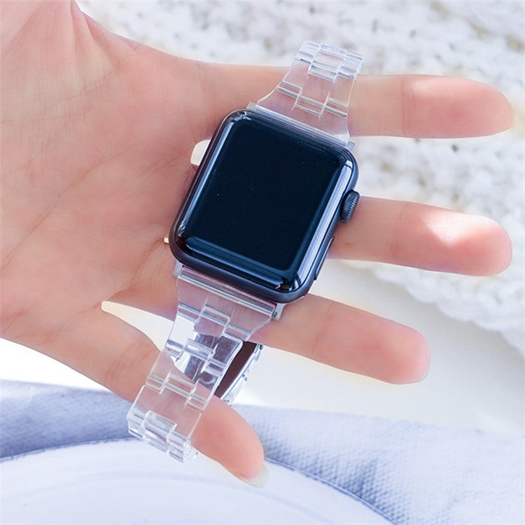 Resin Band for Apple Watch Series 10 46mm / Ultra 2 Ultra 49mm /  Series 9 8 7 45mm / 6 5 4 SE (2023) SE (2022) SE 44mm / 3 2 1 42mm Jelly Watch Strap - Transparent Black