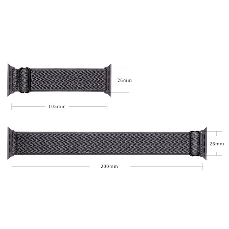 Watch Strap for Apple Watch Series 10 42mm / 9 8 7 41mm / SE (2023) SE (2022) SE 6 5 4 40mm / 3 2 1 38mm Wave Design Nylon Wrist Band - Dark Grey