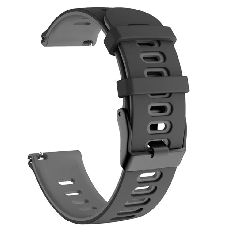 For Samsung Galaxy Watch6 Classic 47mm 43mm / GarminActive 5 Silicone Band 20mm Dual Color Watch Strap - Black+Grey