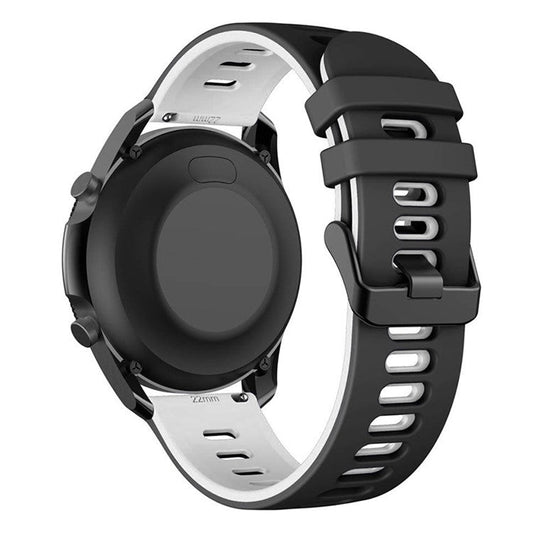 For Samsung Galaxy Watch3 45mm / Garmin Venu 3 Watch Strap 22mm Dual Color Silicone Watchband - Black+White