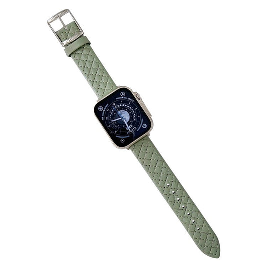 For Apple Watch Series 10 46mm / Ultra 2 Ultra 49mm /  Series 9 8 7 45mm / 6 5 4 SE (2023) SE (2022) SE 44mm / 3 2 1 42mm Leather Watch Band Wrist Strap - Light Green