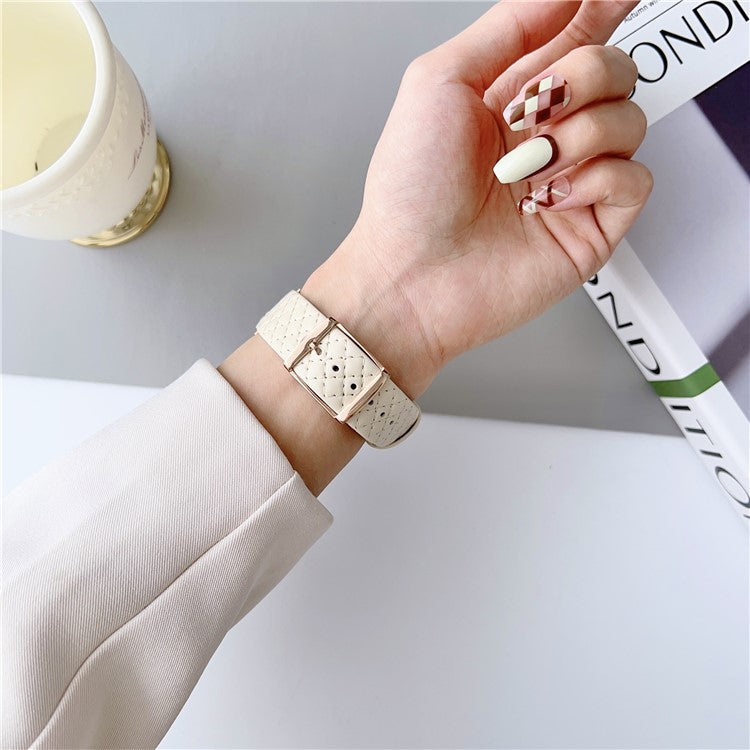 For Apple Watch Series 10 46mm / Ultra 2 Ultra 49mm /  Series 9 8 7 45mm / 6 5 4 SE (2023) SE (2022) SE 44mm / 3 2 1 42mm Leather Watch Band Wrist Strap - Light Green