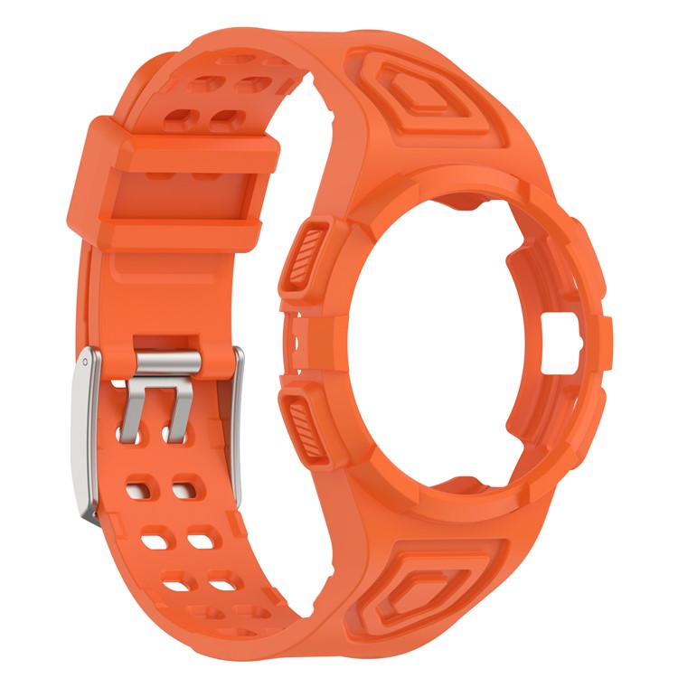 For Samsung Galaxy Watch4 44mm Silicone Watch Band Replacement Strap with Integrated Watch Case - Orange