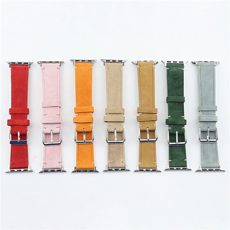 Watch Strap for Apple Watch Series 10 42mm / 9 8 7 41mm / SE (2023) SE (2022) SE 6 5 4 40mm / 3 2 1 38mm Leather Watch Band - Grey