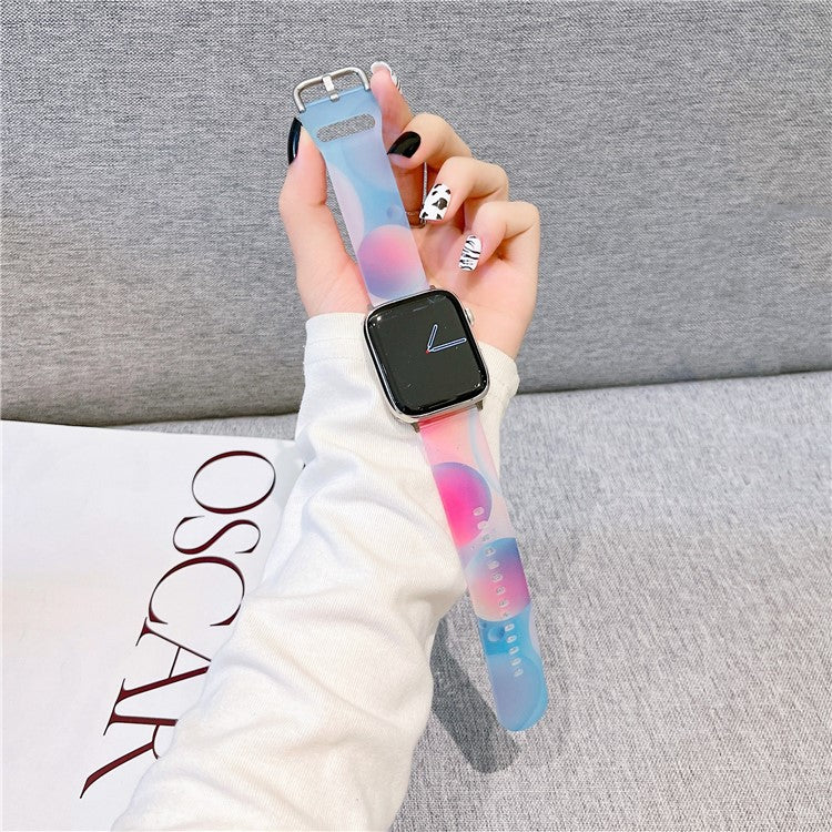 For Apple Watch Series 10 46mm / Ultra 2 Ultra 49mm /  Series 9 8 7 45mm / 6 5 4 SE (2023) SE (2022) SE 44mm / 3 2 1 42mm Watch Band Silicone Strap - Blue Purple