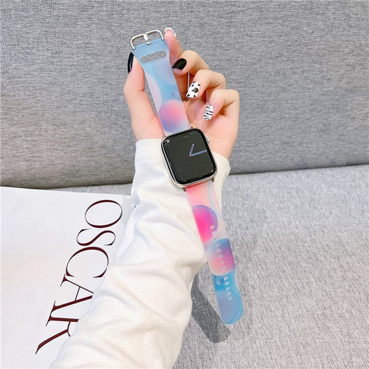 For Apple Watch Series 10 46mm / Ultra 2 Ultra 49mm /  Series 9 8 7 45mm / 6 5 4 SE (2023) SE (2022) SE 44mm / 3 2 1 42mm Watch Band Silicone Strap - Blue Purple