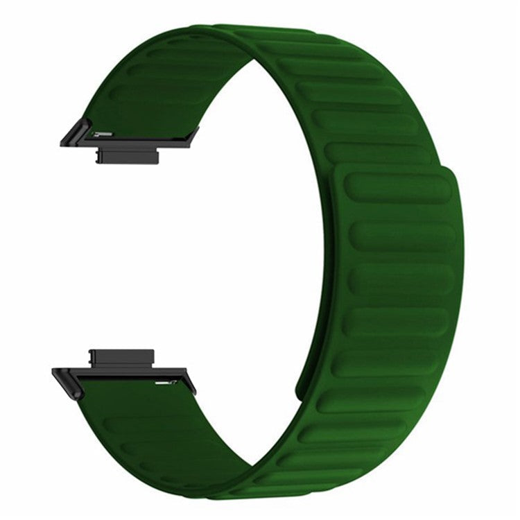 For Huawei Watch Fit 2 Magnetic Watch Strap Silicone Adjustable Wristband - Army Green